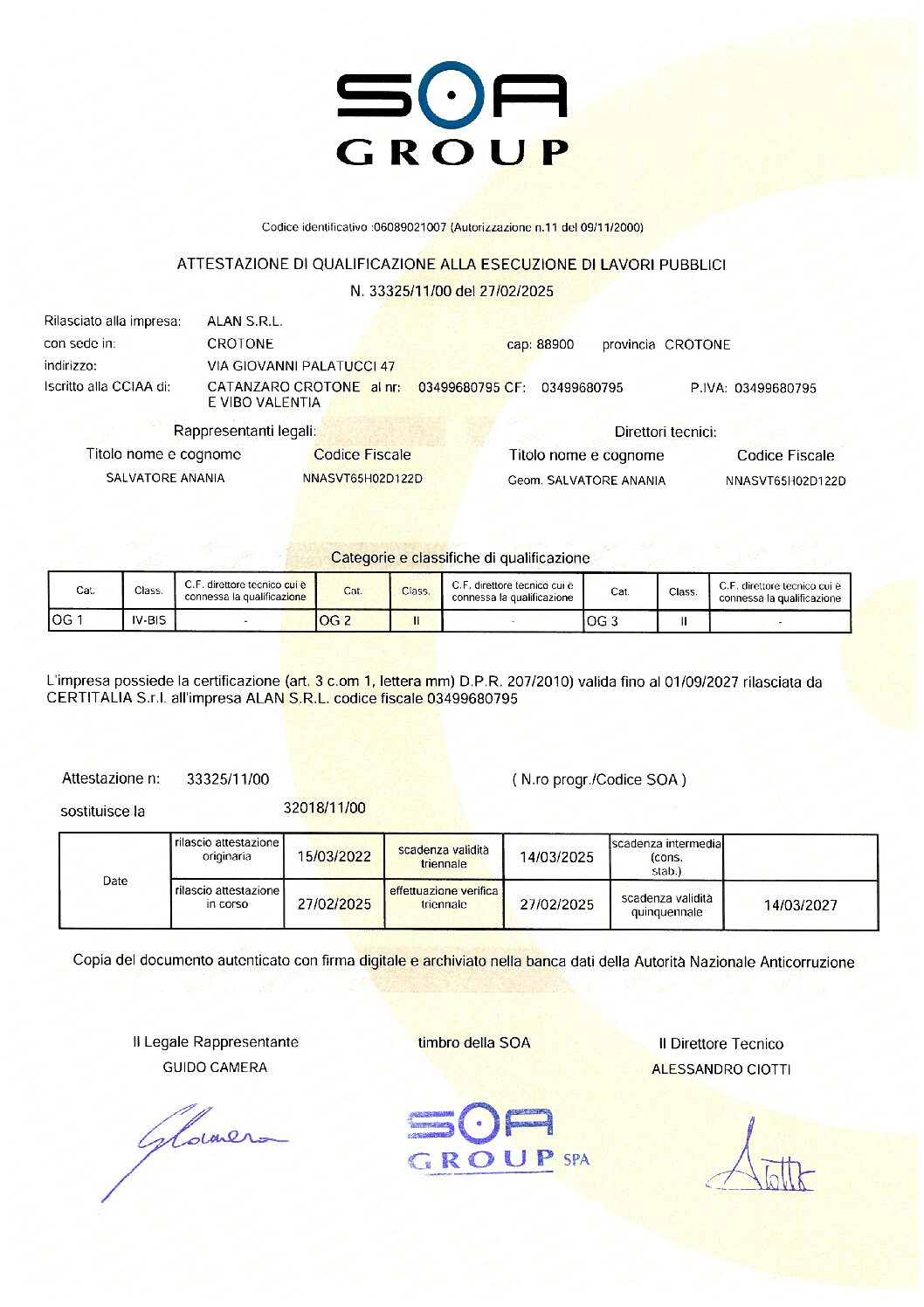 ATTESTATO SOA 2025